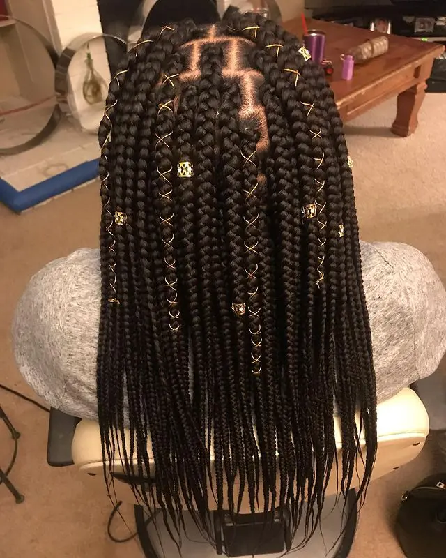 Box Braids with Accessories