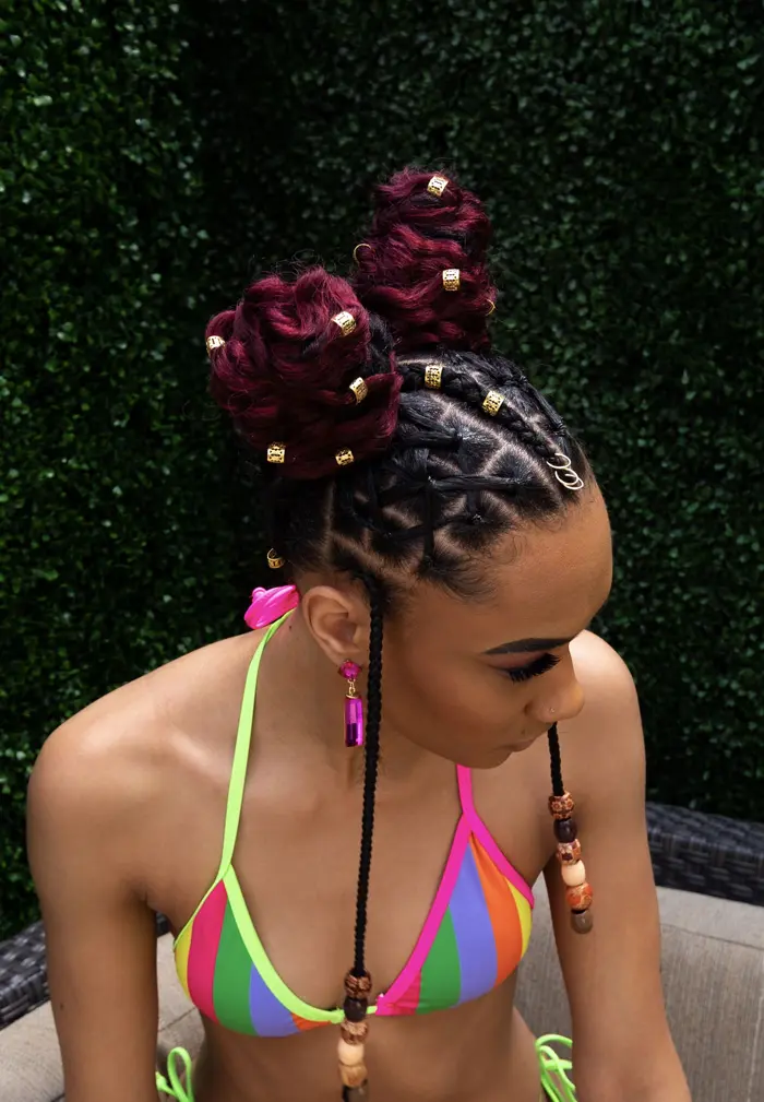 Box Braid Space Buns