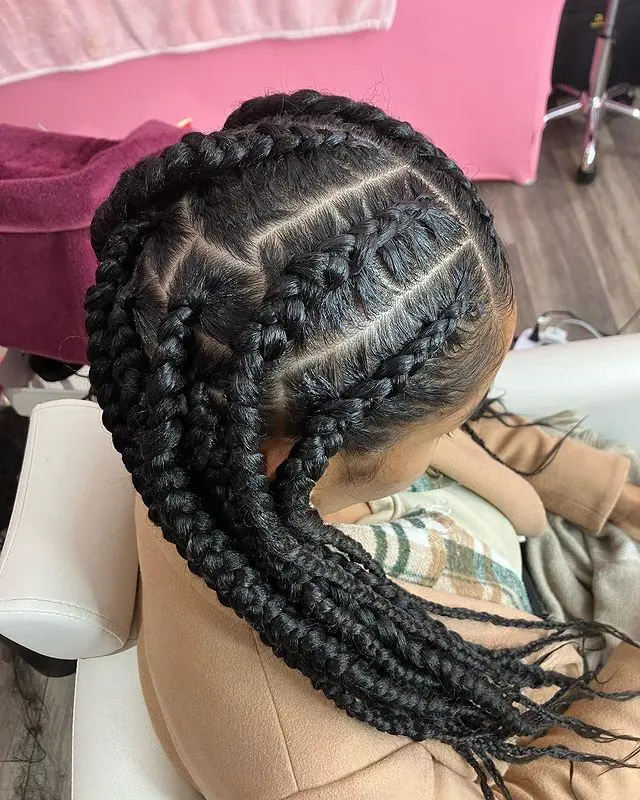 Cornrow Box Braid Ponytail