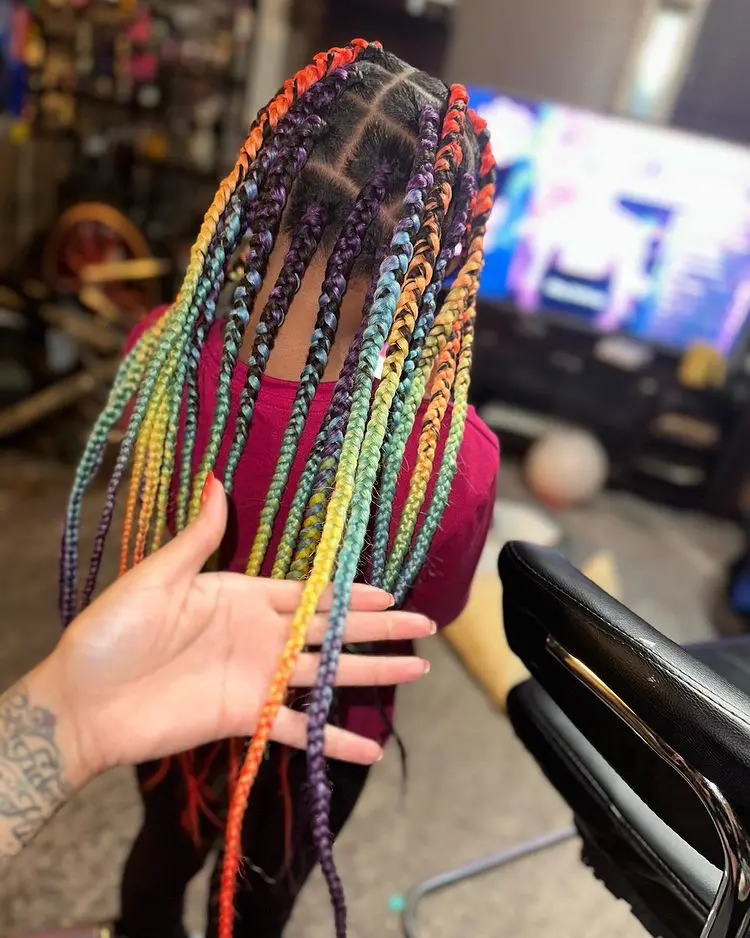 Rainbow Box Braids