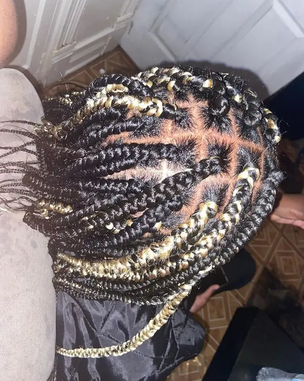 Tribal Box Braids with Gold String