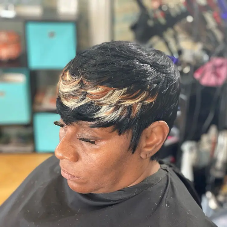 pixie cut with color streaks
