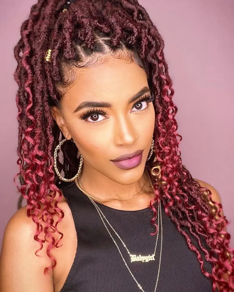 Burgundy Goddess Locs Crochet Hair Style